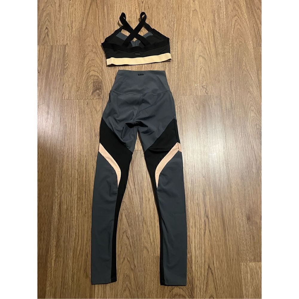 REN Lexi Leggings High Waisted Legging XS & Bra Skye Set S Charcoal Black & Nude - Picture 8 of 9